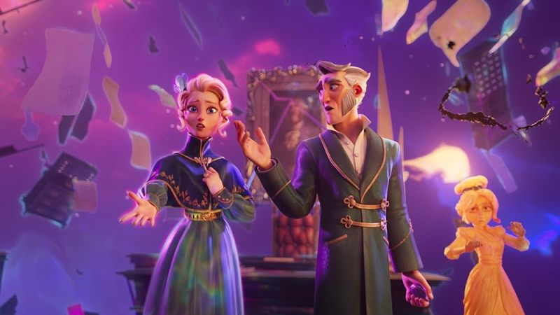 A still of the character 'Isabel Fezziwig' (left), voiced by Jessie Buckley, from the animated film 'Scrooge A Christmas Carol' (2022)