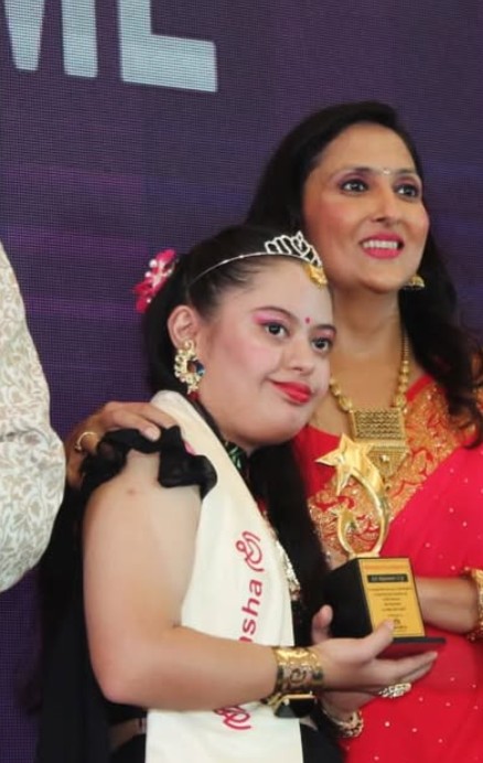 Ahida Sarmai after winning the Miss Delhi Down Syndrome beauty pageant