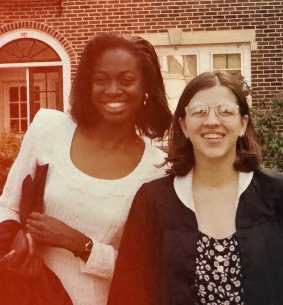 An old picture of Erica Schwartz (left)