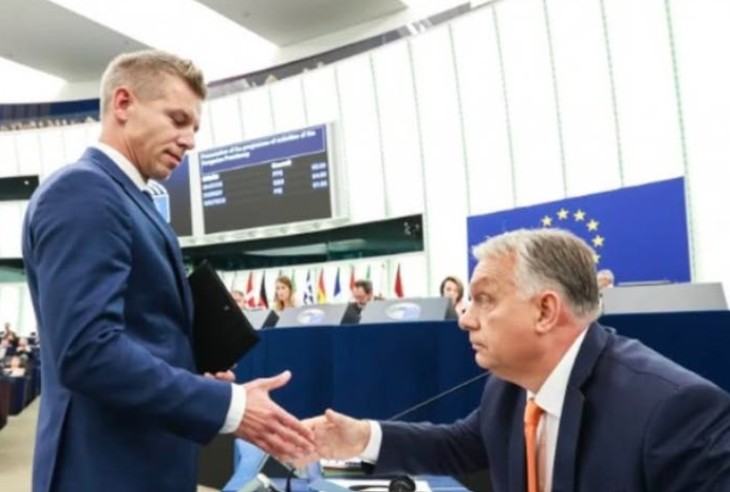 An old picture of Péter Magyar with Viktor Orbán