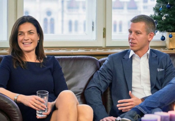 An old picture of Péter Magyar with his ex-wife