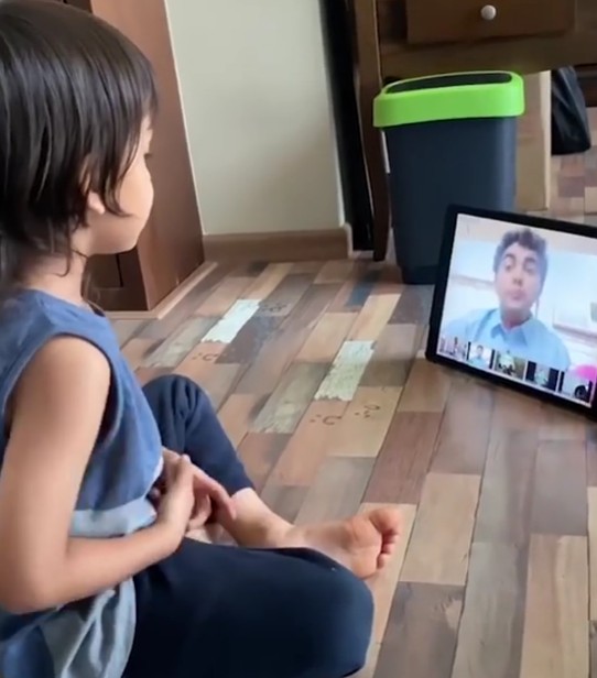 An old picture of Rahyl Deshmukh while attending online classes