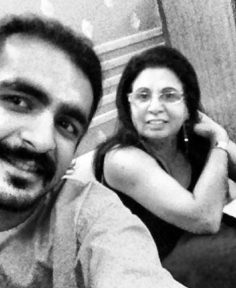 Karan Tejpal with his mother