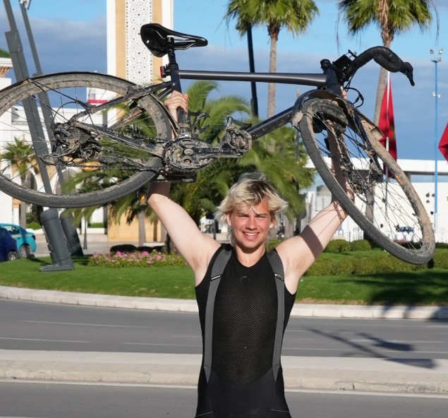Łatwogang after completing a challenge of riding a bicycle from Poland to Africa