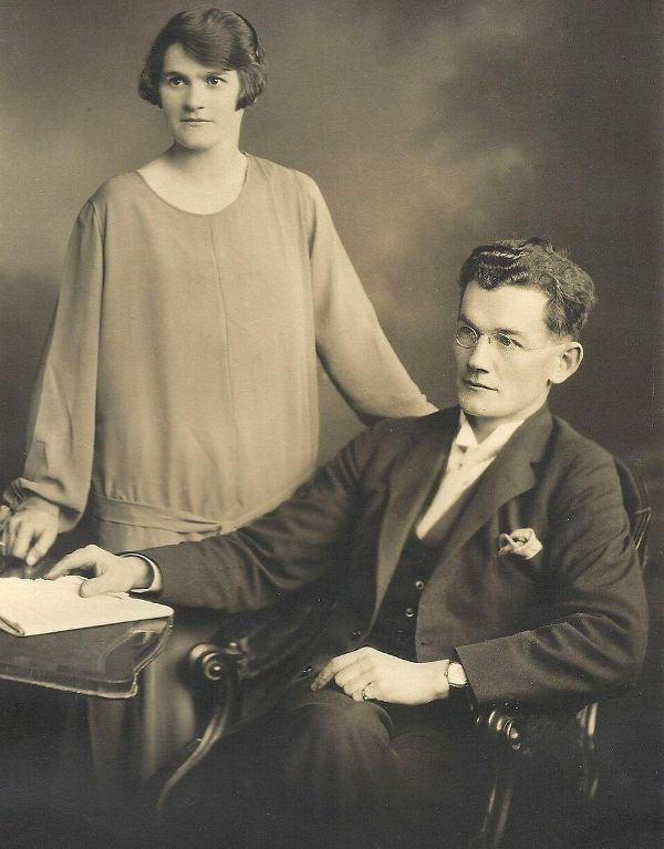 Madge Clifford on her wedding day with Jack Comer