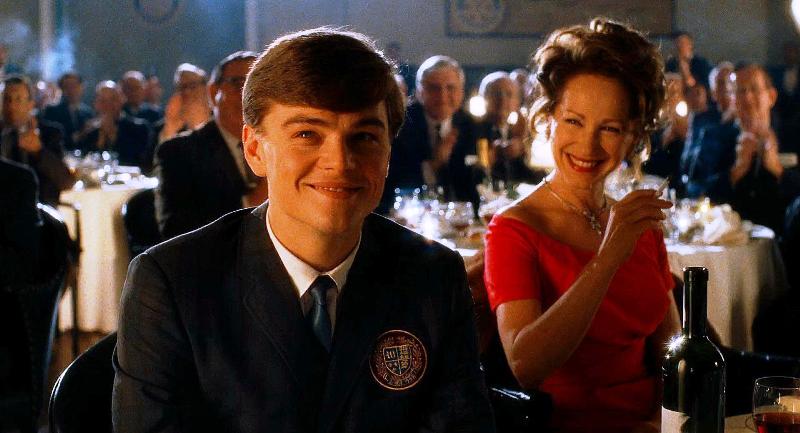 Nathalie Baye (as Paula Abagnale) and Leonardo DiCaprio (as Frank Abagnale Jr.) in a still from the film 'Catch Me If You Can' (2002)