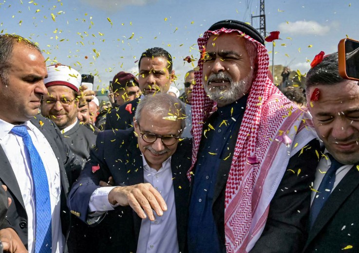 Nawaf Salam during a tour in the village of Dhayra near the border with Israel