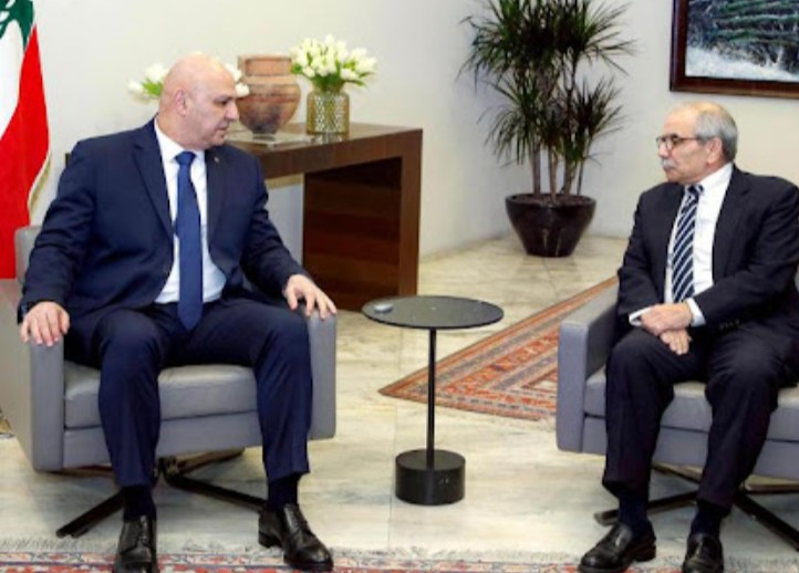 Nawaf Salam (right) with Joseph Aoun (left)