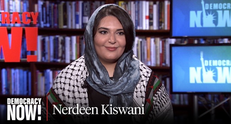 Nerdeen Kiswani speaking at a news channel
