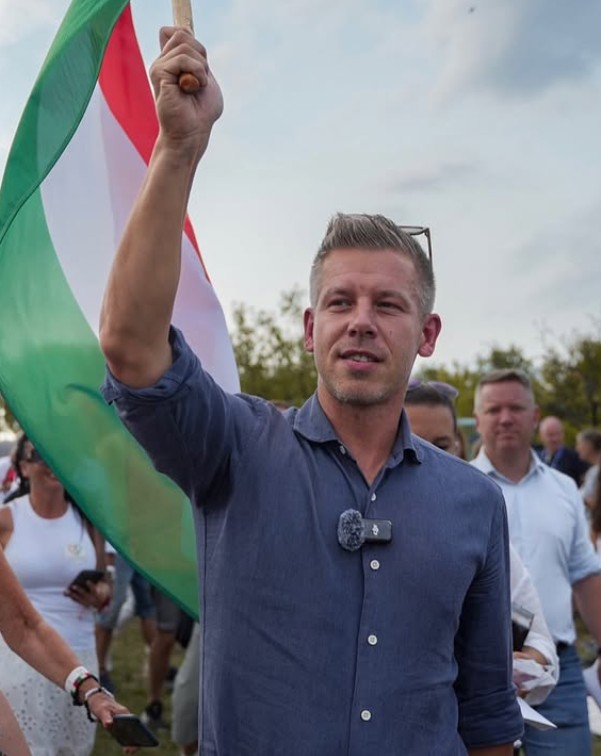 Péter Magyar during a political rally