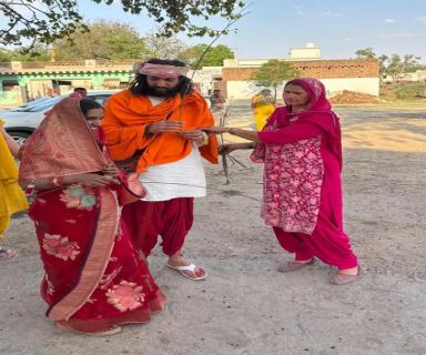 Pratika with her husband in his hometown