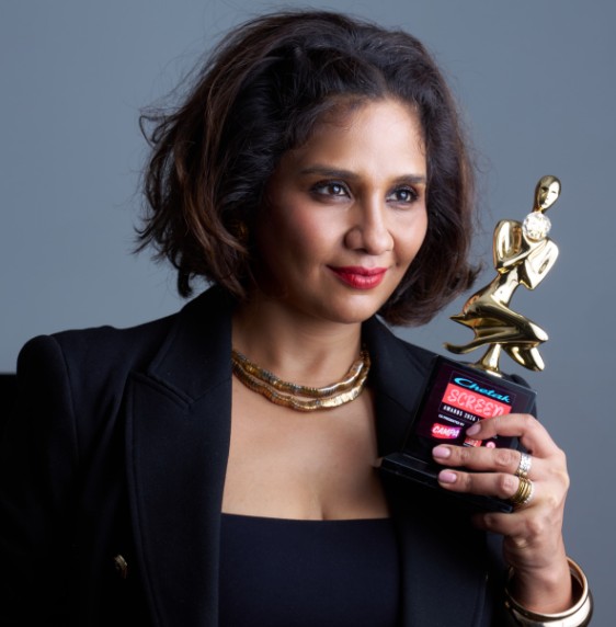 Preetisheel Singh D'souza after winning an award for the film Dhurandhar