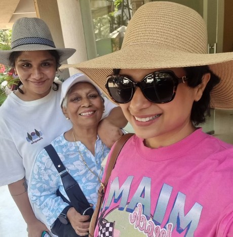 Preetisheel Singh D'souza with her mother and sister