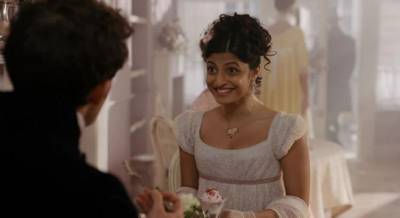 Priya Kansara as 'Miss Eaton' in a still from the series Bridgerton 2 (2022)