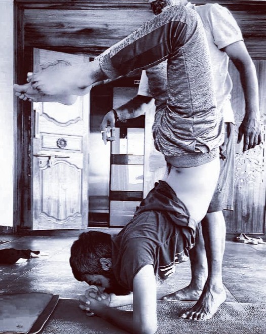 Saini S. Johray during a yoga session