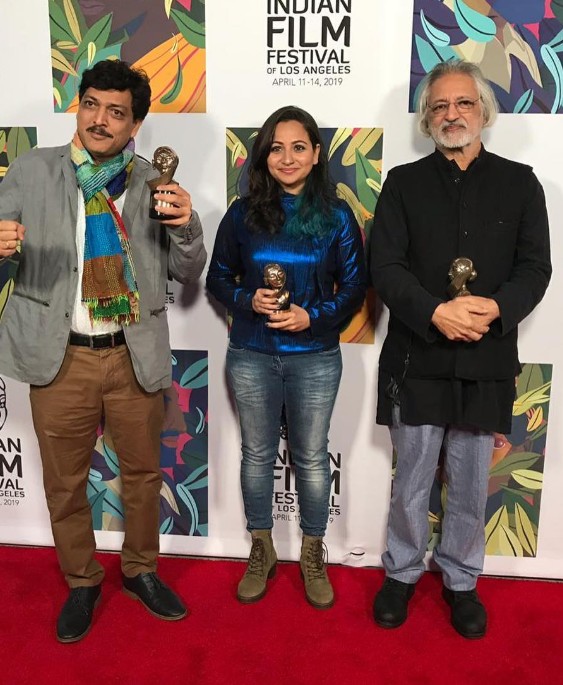 Shazia Iqbal after receiving an award for her short film Bebaak