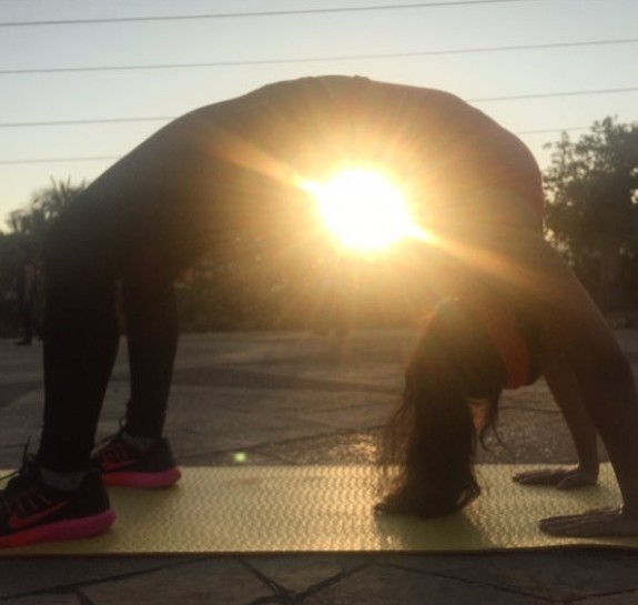 Shazia Iqbal during a yoga session