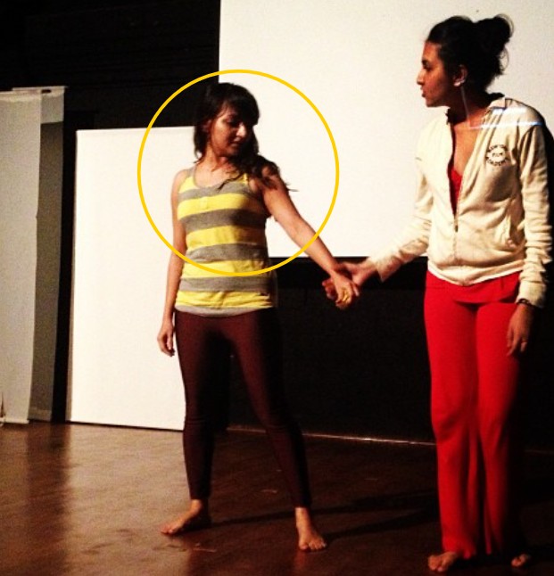 Shazia Iqbal while performing in a theatre play