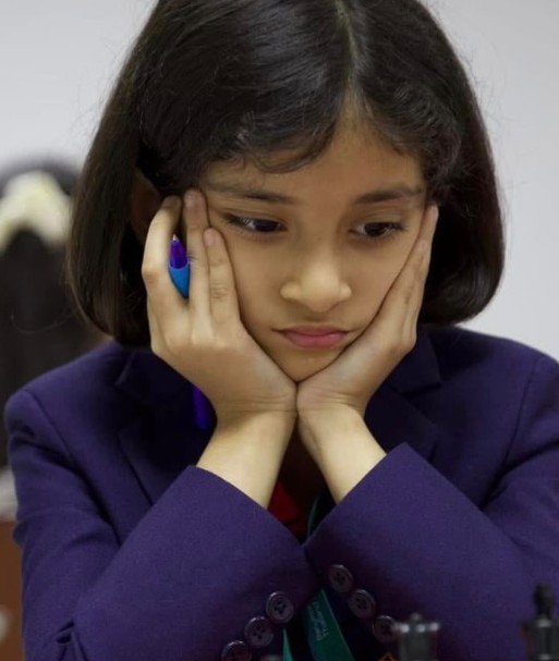 Anvi Hinge while playing chess during a championship