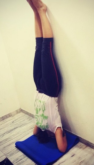 Basuri Chokshi while practising yoga