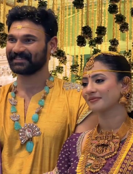 Bellamkonda Sai Sreenivas and Kavya reddy on their wedding day