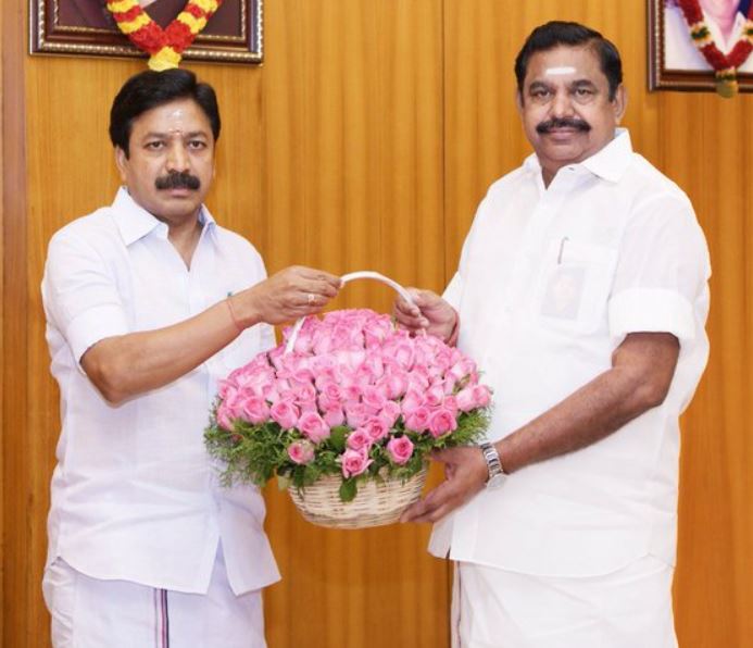 C. V. Shanmugam with Edappadi Karuppa Palaniswami