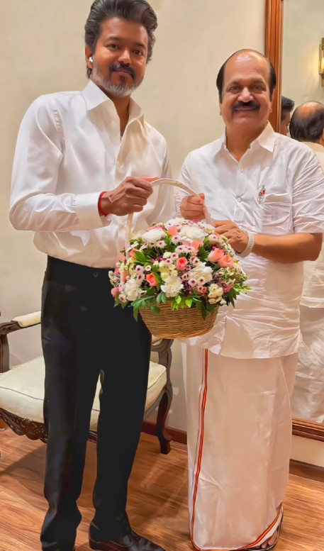 J.C.D. Prabhakar with Chief Minister C Joseph Vijay