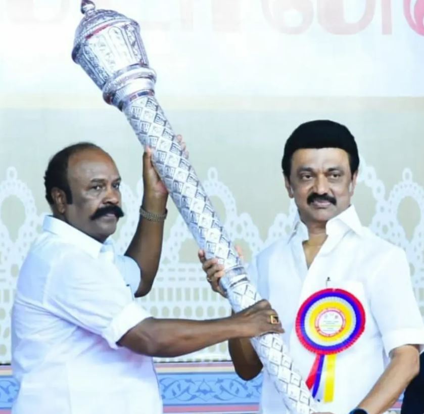 K. R. Periyakaruppan (left) with M.K.Stalin (right)