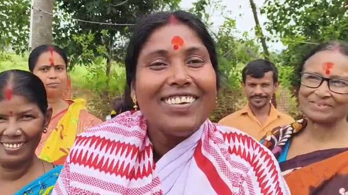 Kalita Maji celebrating her victory after winning the elections
