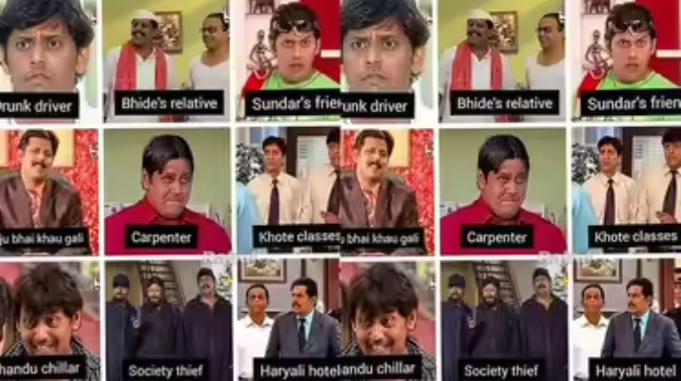 Nilesh Bhatt in different roles in the television show Taarak Mehta Ka Ooltah Chashmah