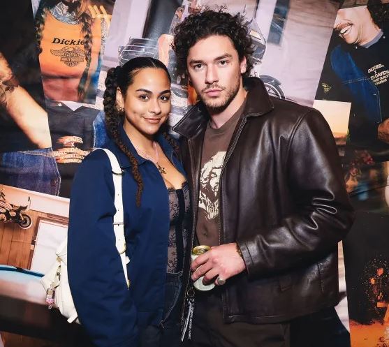 Raina Morris with her boyfriend, Belmont Cameli at the New York City premier of film The Alto Knight (2025)