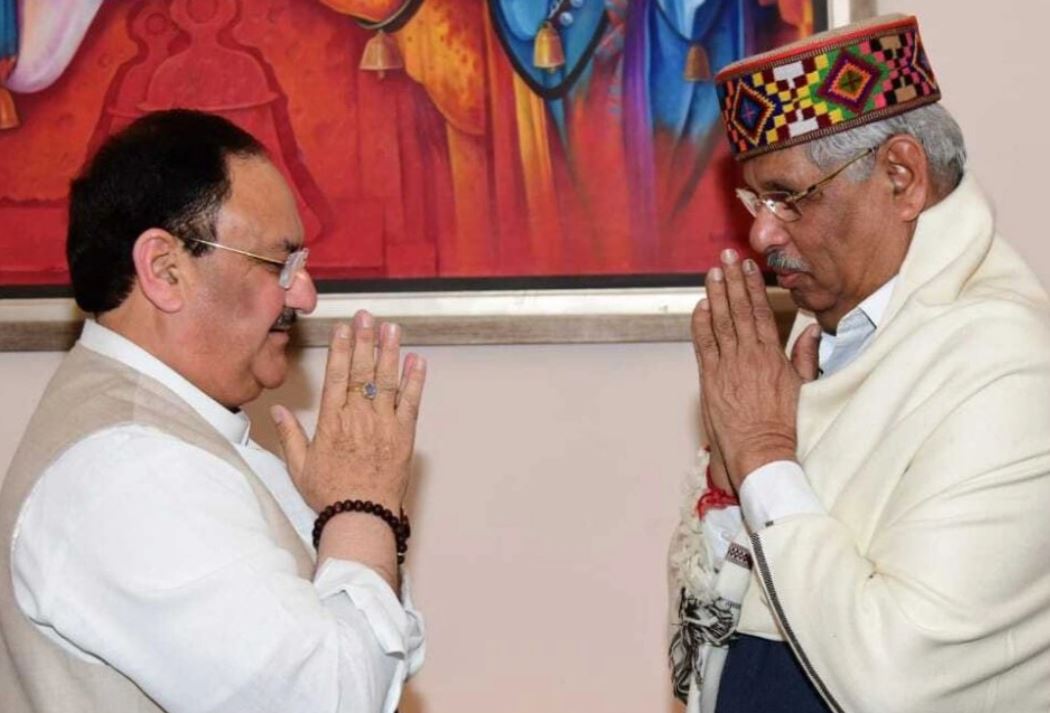 Rajendra Arlekar with BJP leader JP Nadda