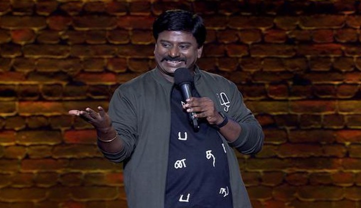 Rajmohan Arumugam during a stand-up comedy show