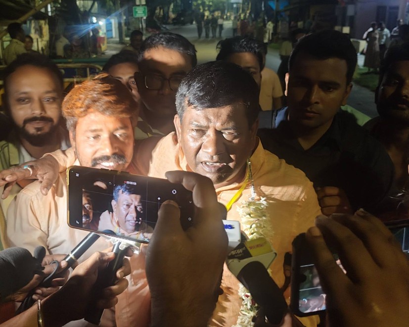 Rathindra Bose after winning the 2026 West Bengal Legislative Assembly elections from Cooch Behar Dakshin