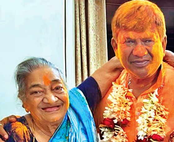 Rathindra Bose with his mother