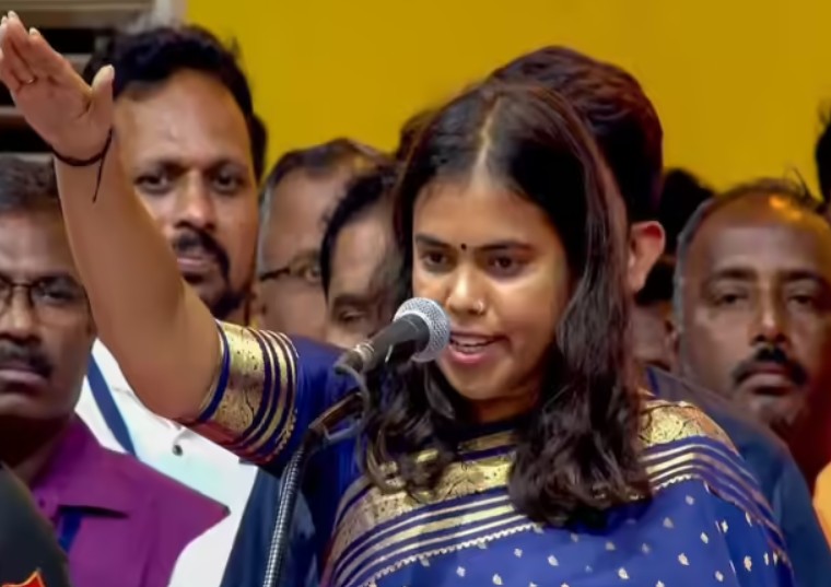 S. Keerthana during the oath taking ceremony