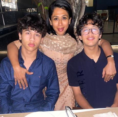 Shama Mohamed with her sons, Samar and Aadam (left)