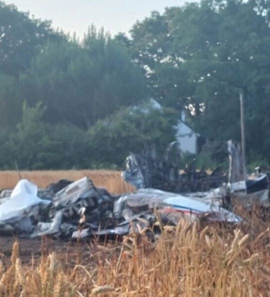 A picture of Claude Guillemot's crashed aircraft
