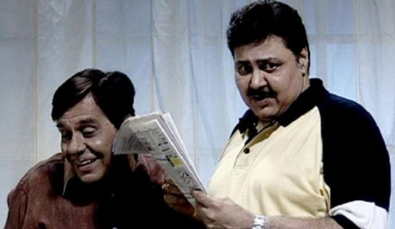 Arvind Vaidya (as Madhusudan Bhai) and Satish Shah (as Indravadan Sarabhai) in the television series 'Sarabhai vs Sarabhai' (2004-2006)