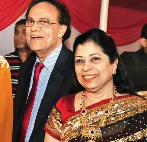 Dattatreyudu Nori (left) with his wife