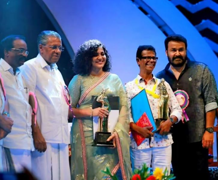 Indrans after winning the Best Actor award at the 48th Kerala State Film Awards
