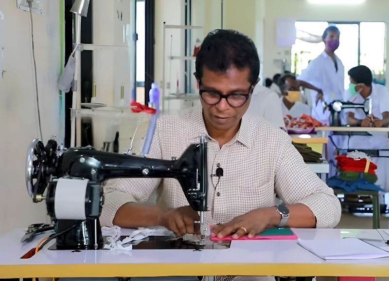 Indrans at a sewing unit in Central Prison & Correctional Home, Thiruvananthapuram