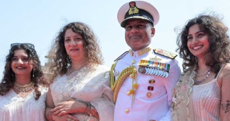 Krishna Swaminathan with his wife and daughters