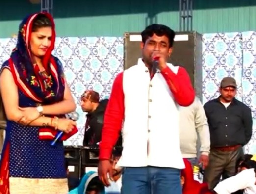 Pepsi Sharma with Sapna Choudhary during a stage performance