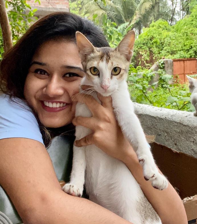 Sayoni Chakraborty with her cat
