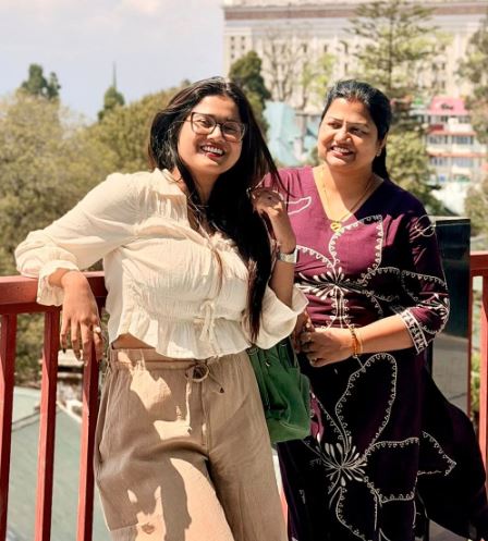 Sayoni Chakraborty with her mother