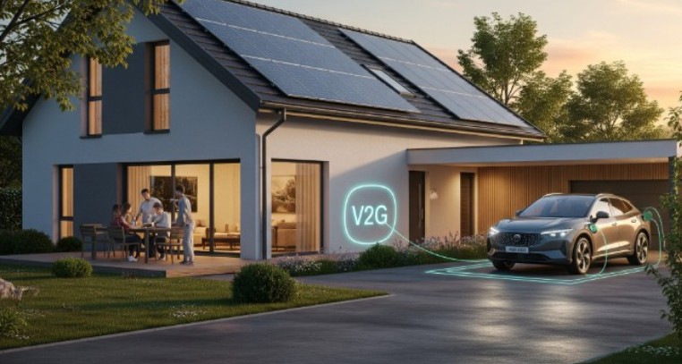 An image showing Vehicle-to-Grid (V2G) technology