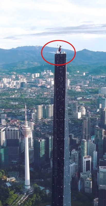 Angela Nikolau at the Merdeka tower in Kuala Lumpur, Malaysia