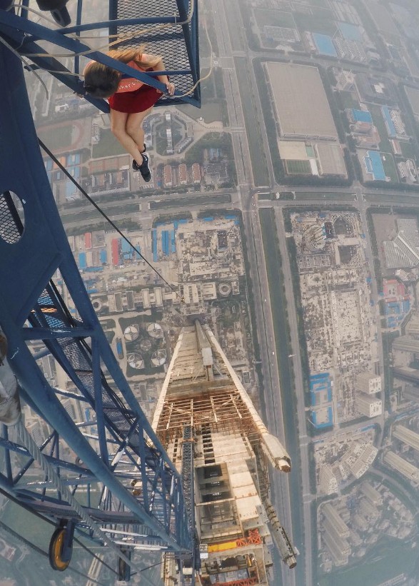 Angela Nikolau at the top of Goldin Finance 117 in Tianjin, China