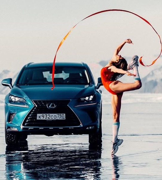 Angela Nikolau while promoting a car brand, Lexus